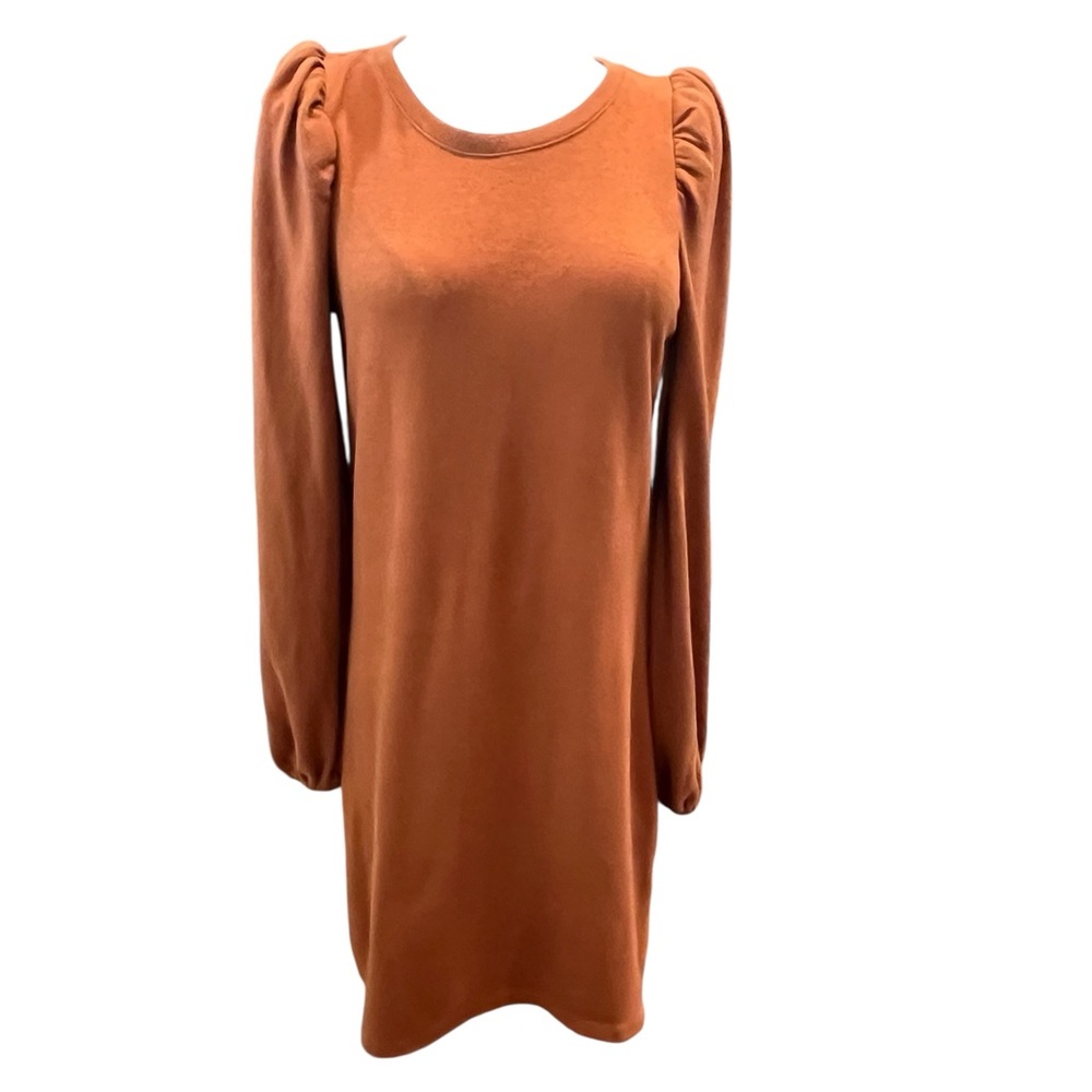 Nine‎ West Puff Long Sleeve Dress Nutmeg Coffee Burnt Orange Size Small